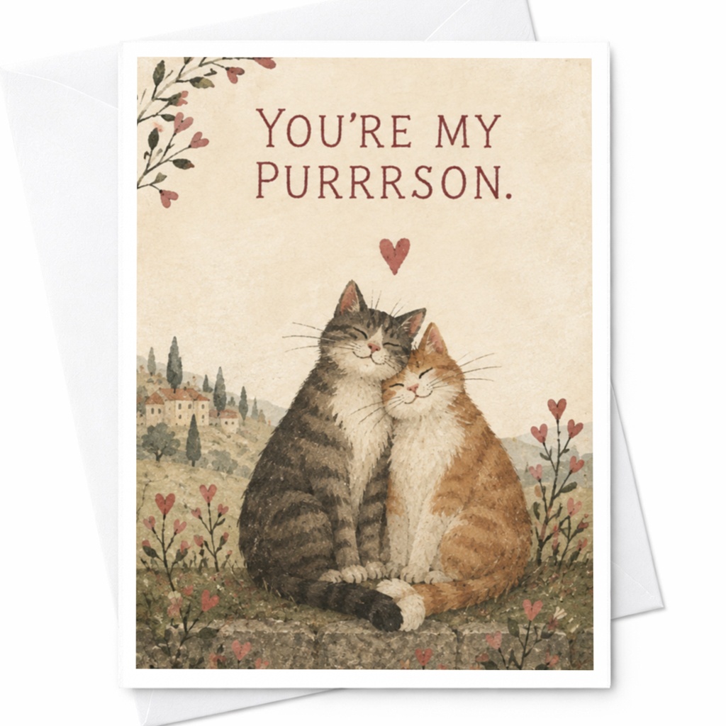 You're My Purrrson. Cute Cat Love Card Romantic Greeting Card For Cat Lover Anniversary Card Sweet Couple Card C10070