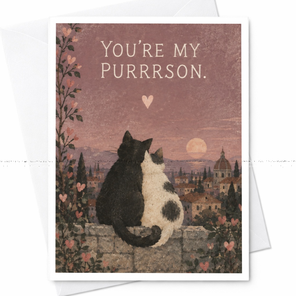 You're My Purrrson Love Card Romantic Cat Greeting Card Cute Anniversary Card For Cat Lover Couple Sweet Animal Card C10071