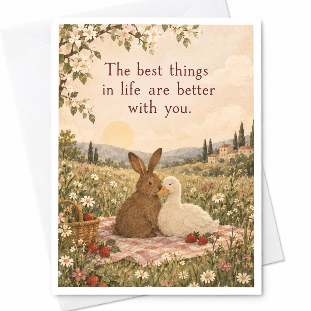 The Best Things In Life Are Better With You Love Card Cute Bunny Duck Romantic Greeting Card For Couple Anniversary C10072