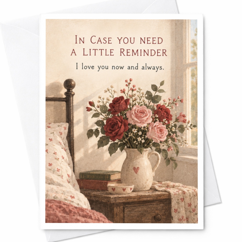In Case You Need A Little Reminder I Love You Now And Always Love Card Romantic Floral Greeting Card For Her Anniversary C10122
