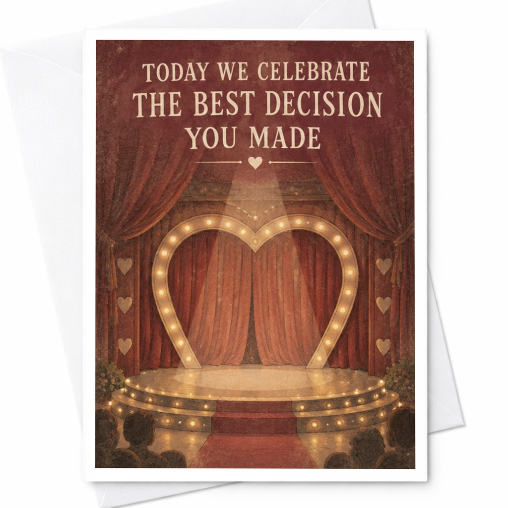 Today We Celebrate The Best Decision You Made Wedding Card Heart Stage Romantic Greeting Card For Couple C10134