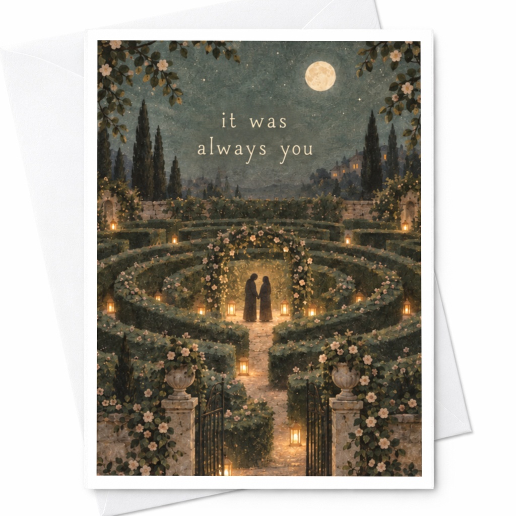 It Was Always You Romantic Wedding Card Anniversary Card For Couple Love Greeting Card Moonlit Garden Scene C10121