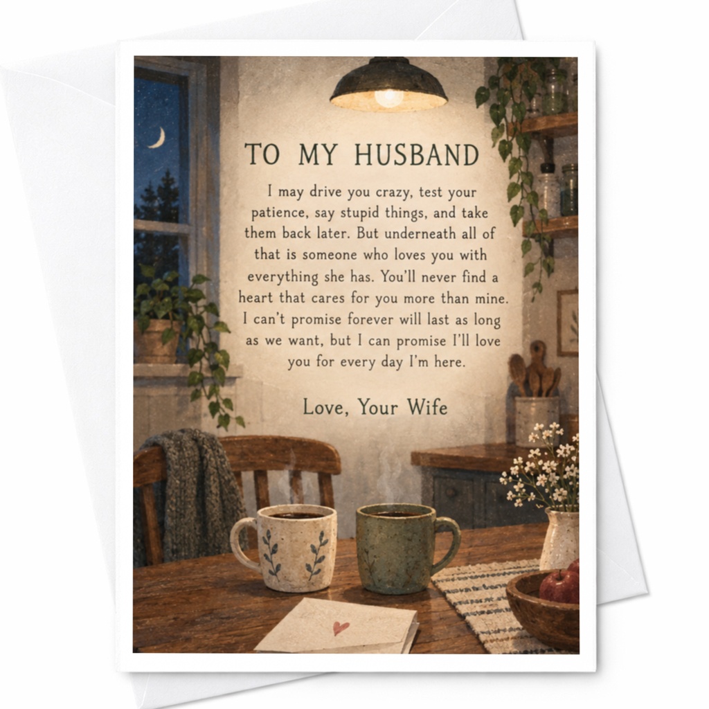 To My Husband Romantic Anniversary Card Love Message From Wife Sentimental Greeting Card For Husband Cozy Setting C10130