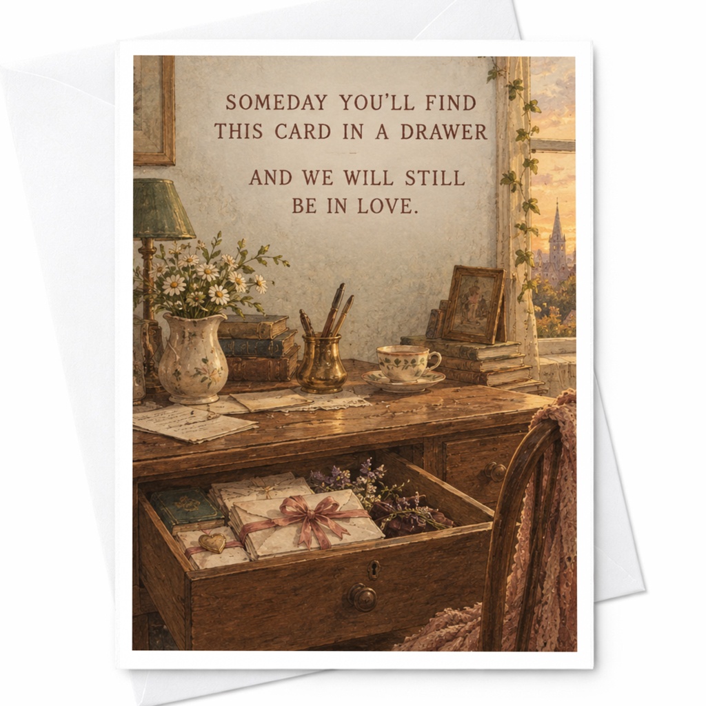 Someday You'll Find This Card In A Drawer Romantic Love Card Sentimental Anniversary Card For Couple Vintage Style C10138
