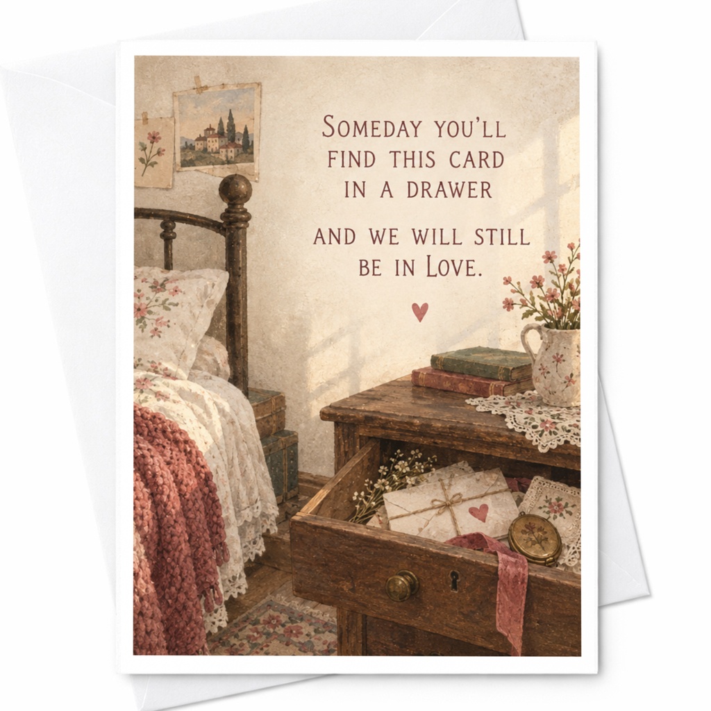 Someday You'll Find This Card In A Drawer Romantic Love Card Sentimental Anniversary Card For Wife Husband Vintage Style C10169