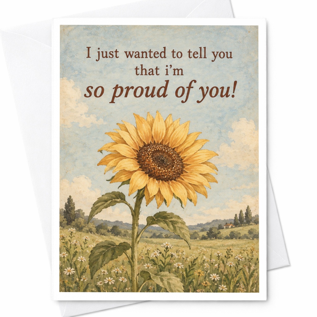 I Just Wanted To Tell You That I'm So Proud Of You Congratulations Card Sunflower Illustration Encouragement Card For Friend C10177