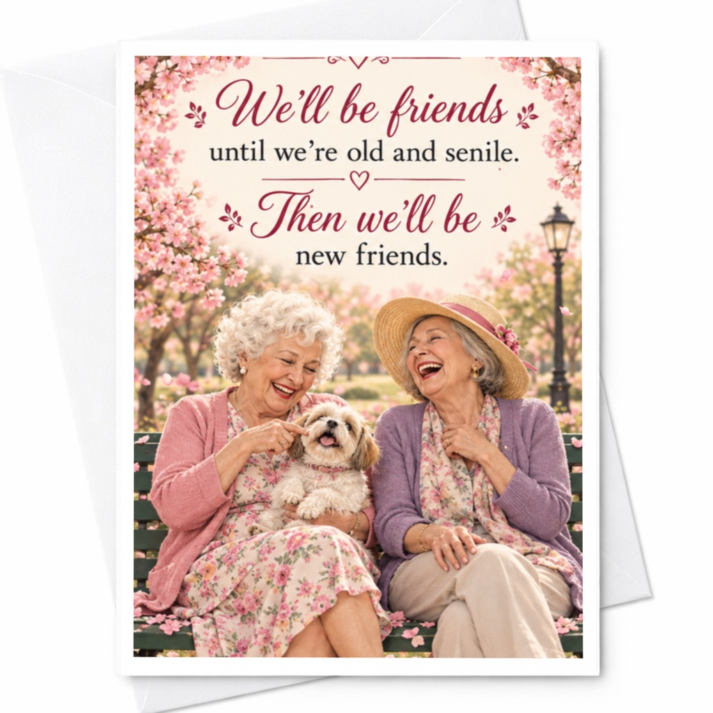 We'll Be Friends Until We're Old And Senile Friendship Card Cute Funny Card For Best Friend Birthday Card For Her C10187