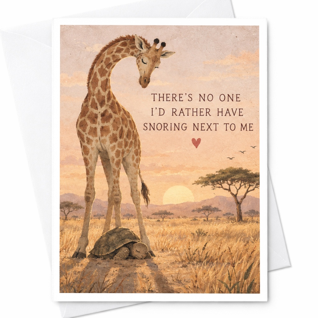 There's No One I'd Rather Have Snoring Next To Me Love Card Cute Animal Greeting Card For Partner Romantic Anniversary Card C10192