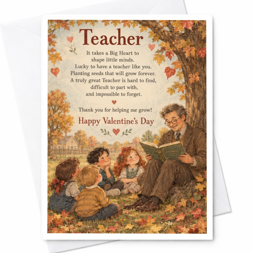 Teacher It Takes A Big Heart Valentine's Day Card For Teacher Appreciation Thank You Card Cute Heartfelt Greeting Card C10160