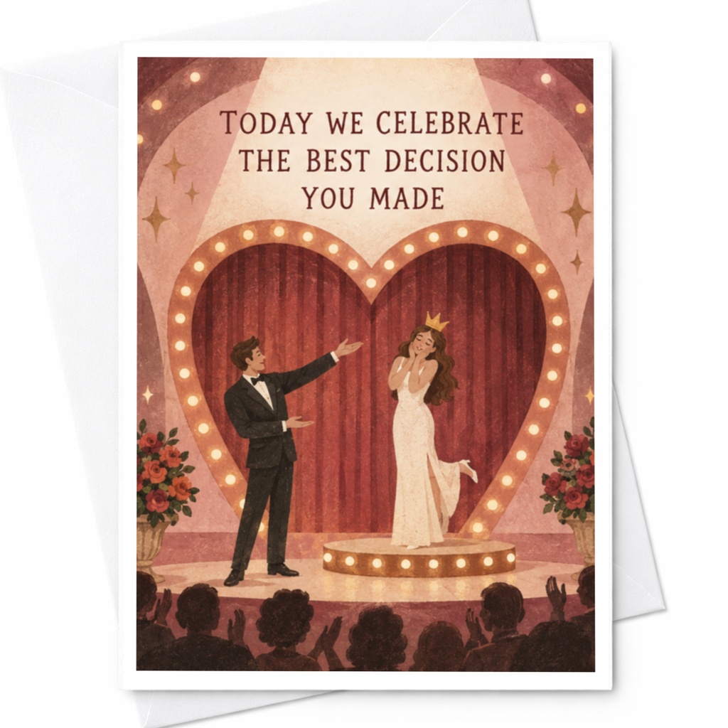 Today We Celebrate The Best Decision You Made Wedding Card Cute Couple Celebration Greeting Card For Newlyweds Romantic C10172