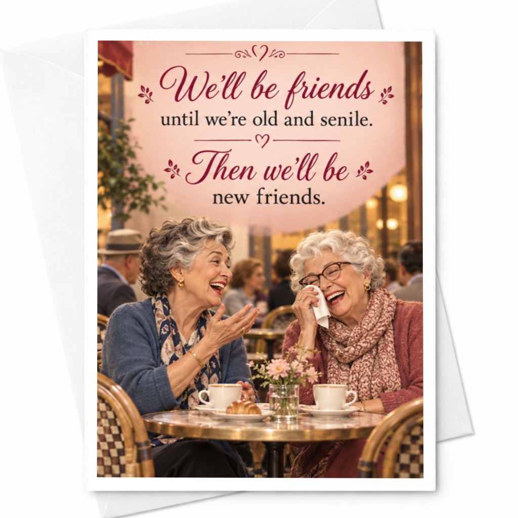We'll Be Friends Until We're Old And Senile Friendship Card Funny Best Friends Forever Card For Her Cute Sentimental C10188