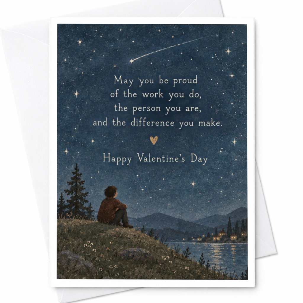 May You Be Proud Happy Valentine's Day Card Inspirational Greeting Card For Loved One Romantic Starry Night Scene C10189