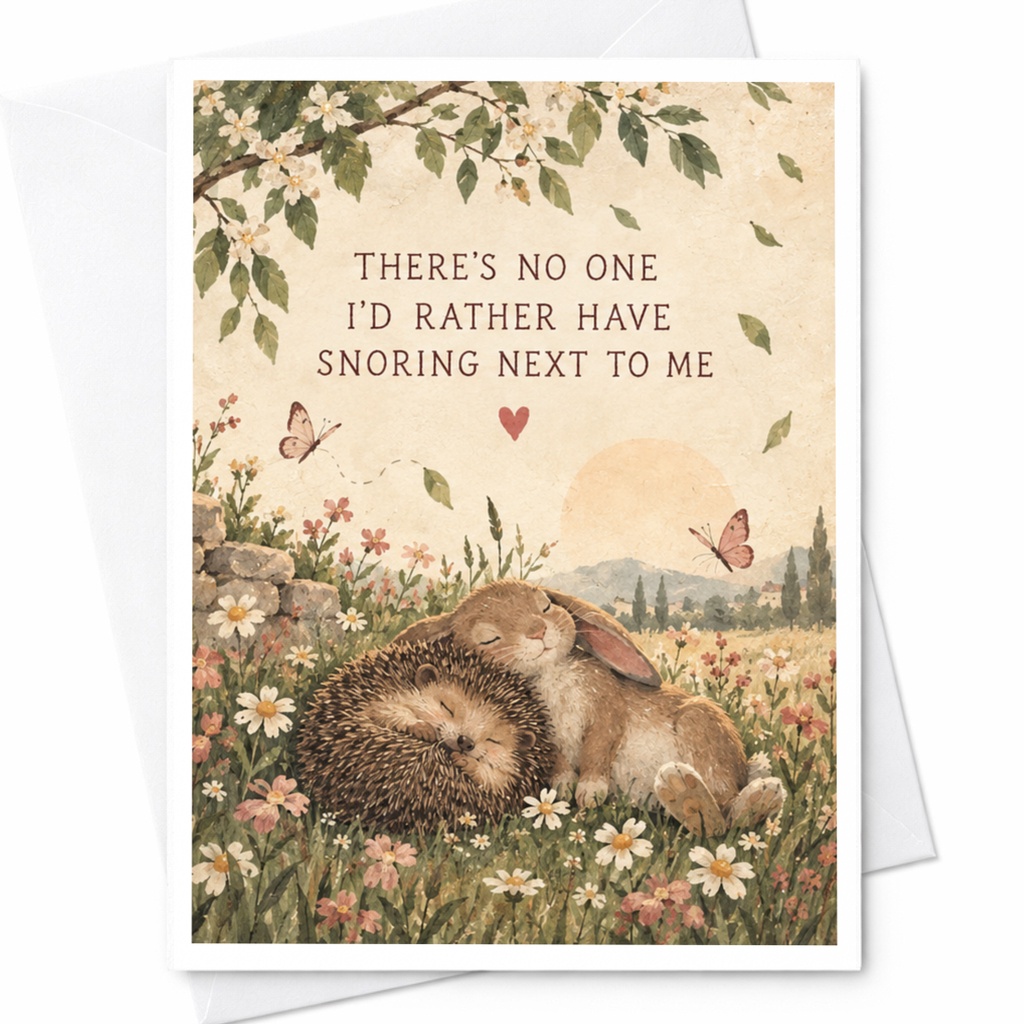 There's No One I'd Rather Have Snoring Next To Me Cute Love Card Romantic Greeting Card For Couple Anniversary Card C10191