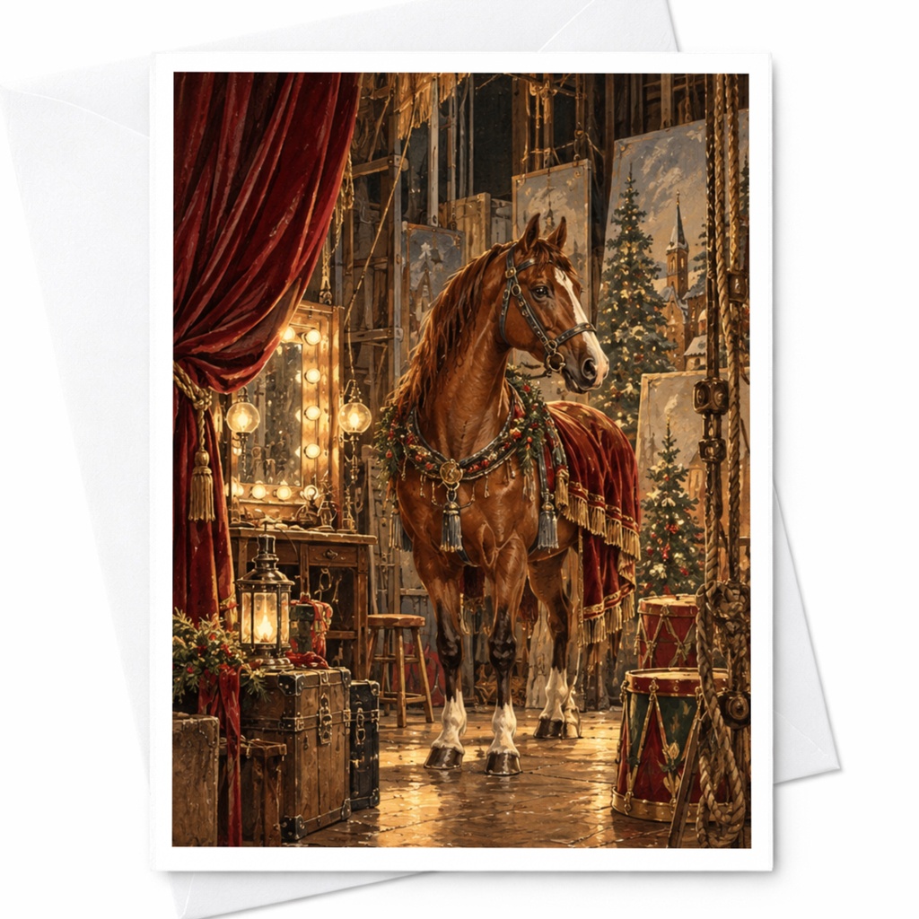 Festive Horse Christmas Greeting Card Elegant Holiday Card For Animal Lover Seasonal Celebration Card With Horse Decor C10262