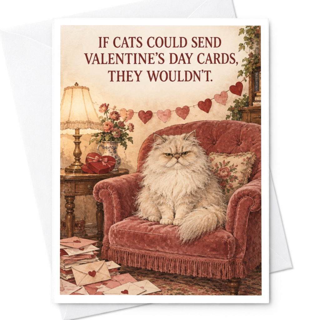 If Cats Could Send Valentine's Day Cards, They Wouldn't Funny Valentine's Day Card Cat Lover Cute Greeting Card C10310