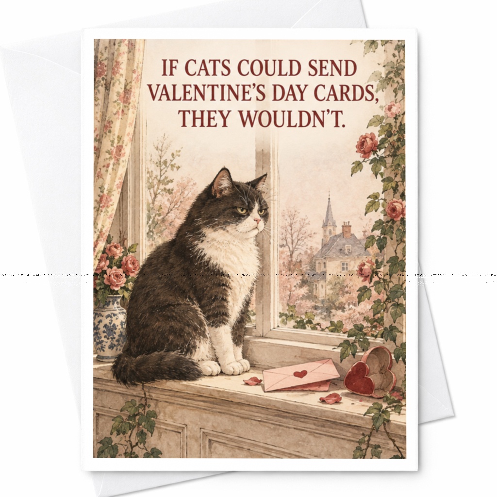 If Cats Could Send Valentine's Day Cards, They Wouldn't Funny Valentine's Day Card Cat Lover Greeting Card C10311