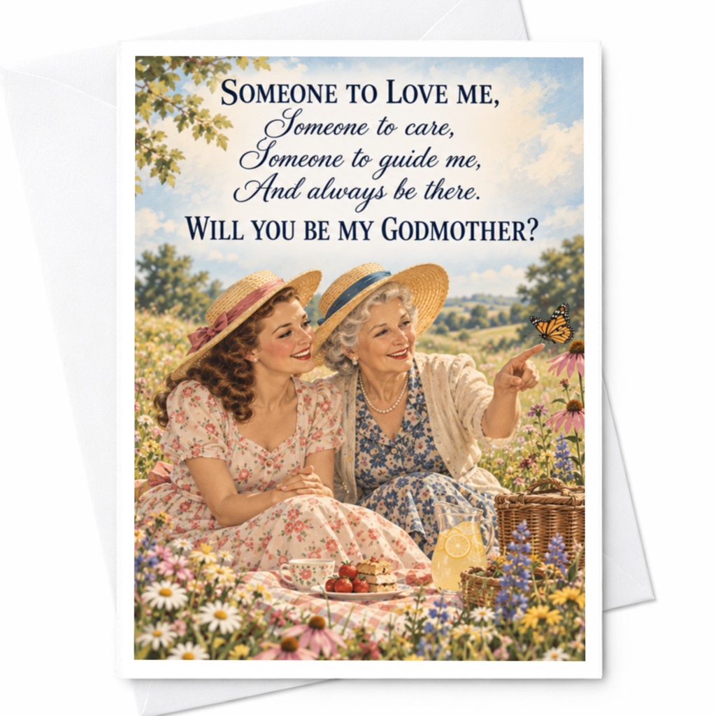 Someone To Love Me Will You Be My Godmother Proposal Card Sweet Godmother Request Floral Cute Card C10319