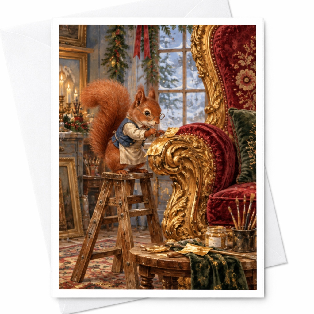 Squirrel Painting Card Cute Animal Art Blank Greeting Card Woodland Creature Holiday Card For Nature Lover Whimsical C10451