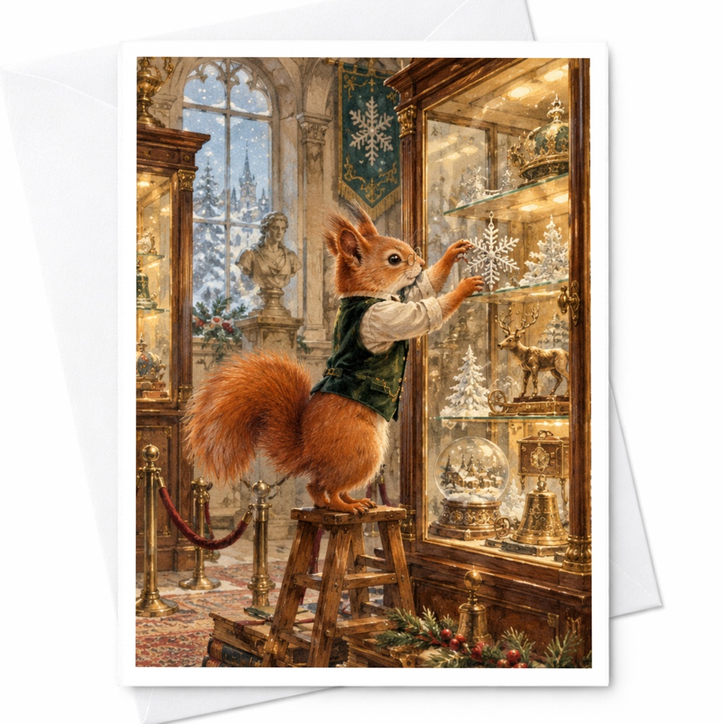 Squirrel Christmas Card Festive Animal Greeting Card Woodland Holiday Card Cute Winter Scene For Nature Lover C10456
