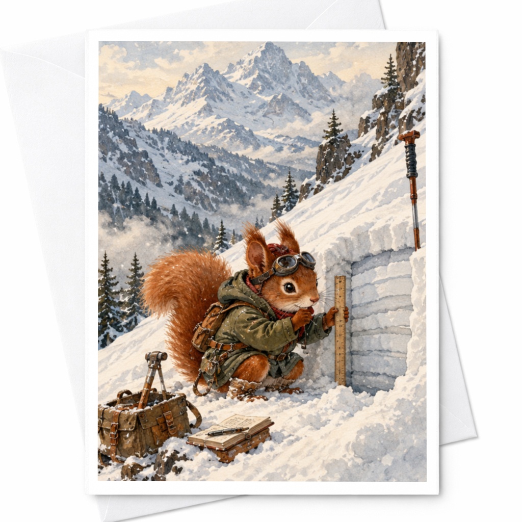 Squirrel In Snow Greeting Card Cute Animal Card Winter Scene Blank Note Card For Nature Lover Woodland Animal Art C10461