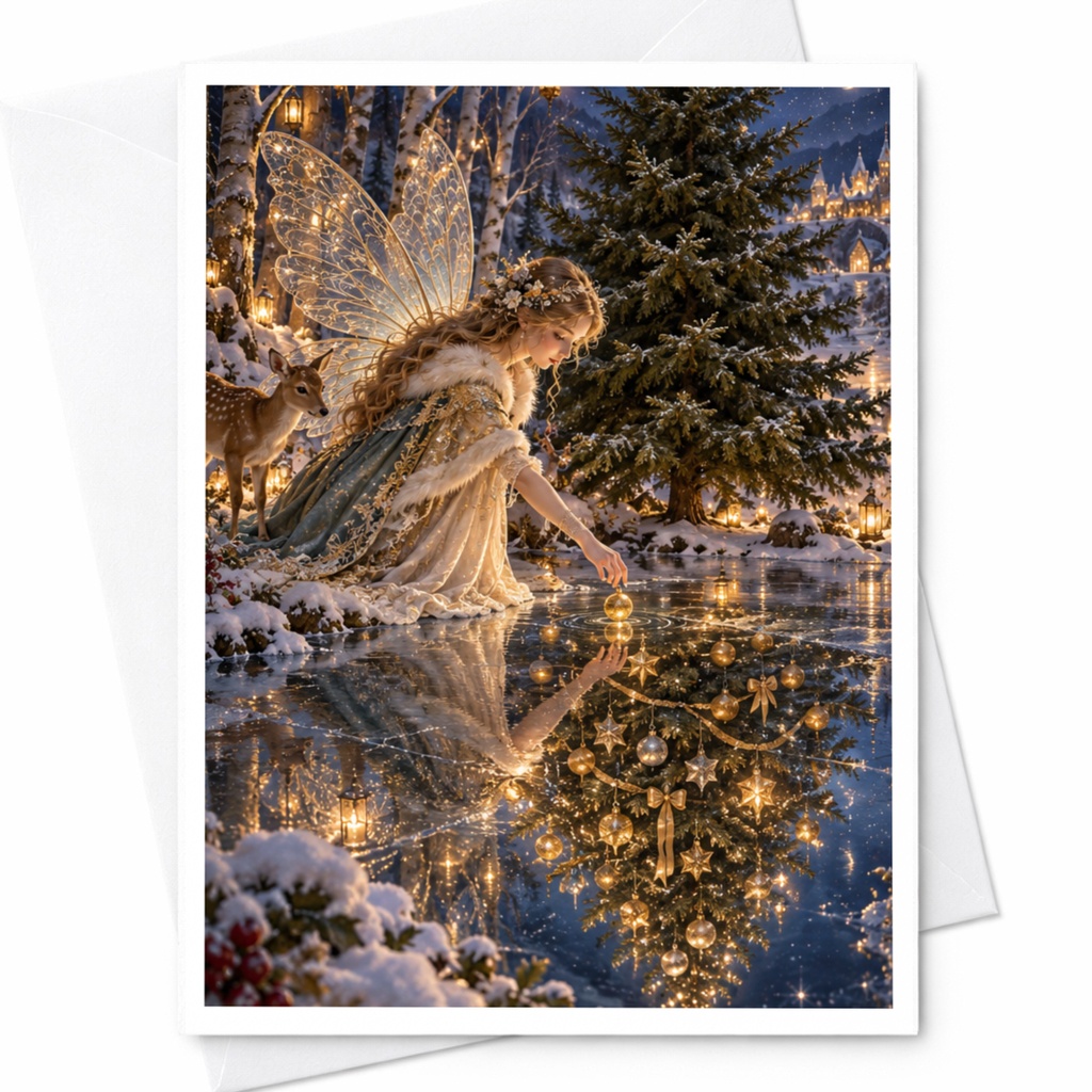 Fairy Winter Wonderland Christmas Card Enchanting Holiday Greeting Card Magical Fairy Tale Scene For Her Fantasy Art C10561